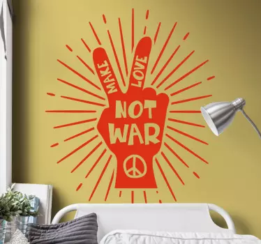 Naklejka ścienna Znak pokoju i napis "Make love not war" - TenStickers