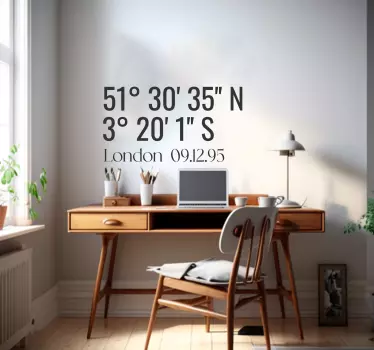 Naklejka na ścianie miasto Niestandardowe współrzędne - TenStickers