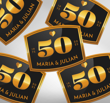 Naklejka na ślub 50 rocznica z imionami - TenStickers