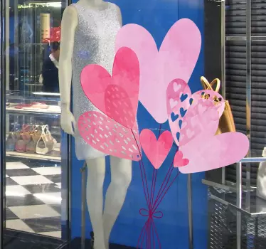 Naklejka na witrynę sklepową pęk różowych balonów - TenStickers