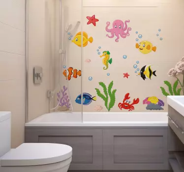 Naklejka do łazienki rysunkowe ryby - TenStickers