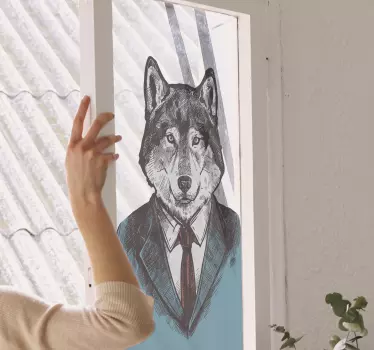 Naklejka na szyby Ręcznie rysowany wilk - TenStickers