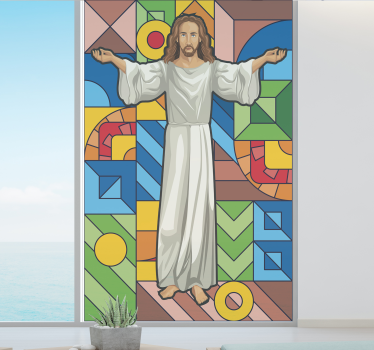 Naklejka na szybę witraż z Jezusem - TenStickers