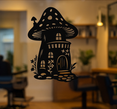 Naklejka na szyby bajkowy grzybowy domek - TenStickers