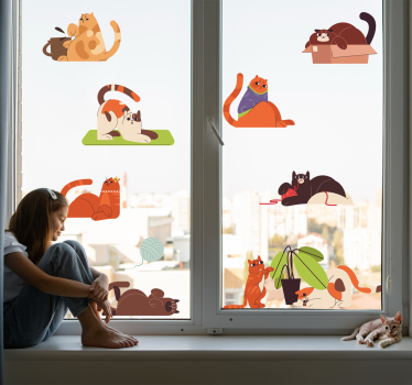 Naklejka na szybę bawiące się koty - TenStickers
