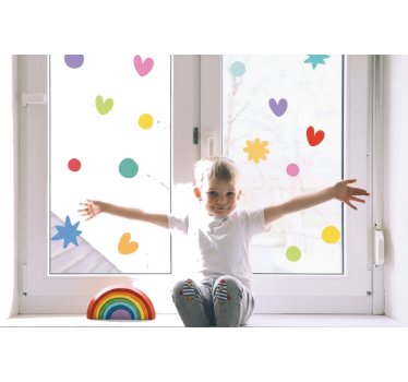 Naklejka na szyby kolorowy radosny zestaw - TenStickers