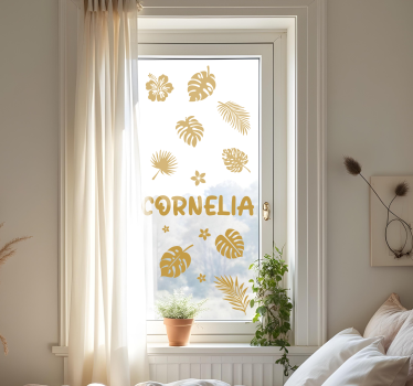 Naklejka na szyby kwiaty i rośliny tropikalne - TenStickers