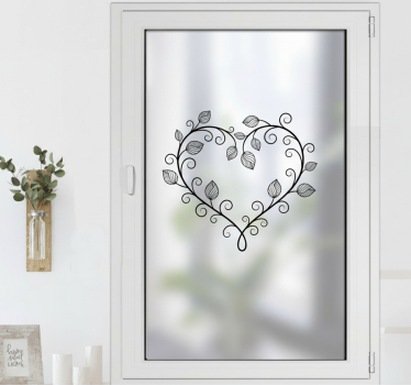 Naklejka na szyby kwitnące serca florystyczne - TenStickers
