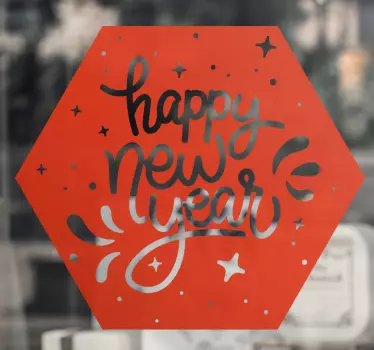 Naklejka na witrynę sklepową hexagonalne noworoczne Życzenia - TenStickers