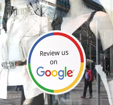 Naklejka na witrynę sklepową review us on Google - TenStickers
