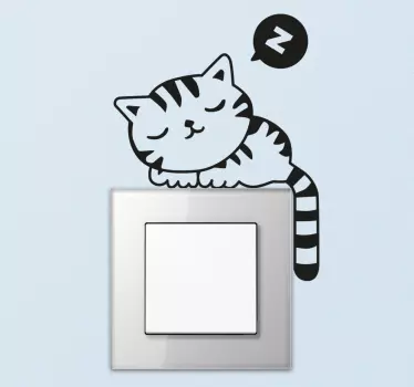 Naklejka na włącznik światła śpiący kotek - TenStickers