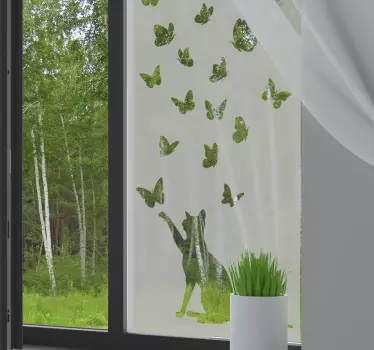 Naklejka na szybę kociak i motylki - TenStickers
