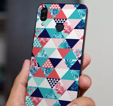 Naklejka na telefon Tropikalny geometryczny wzór - TenStickers