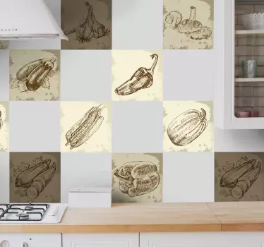 Naklejka pasek vintage warzywa - TenStickers