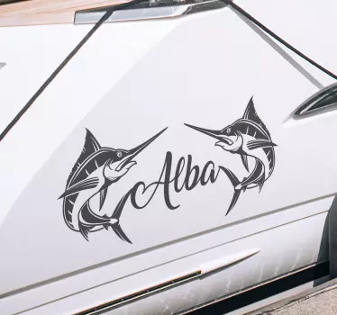 Naklejka personalizowana na łódź w ryby miecz - TenStickers