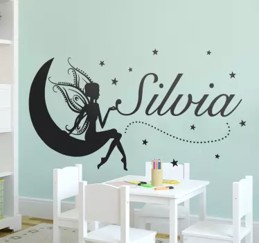 Naklejka personalizowana wróżka na księżycu - TenStickers