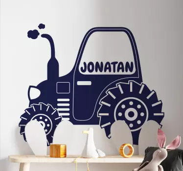 Naklejka personalizowana Ciągnik z imieniem - TenStickers