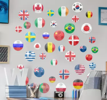 Naklejka piłkarska flagi-zestaw - TenStickers