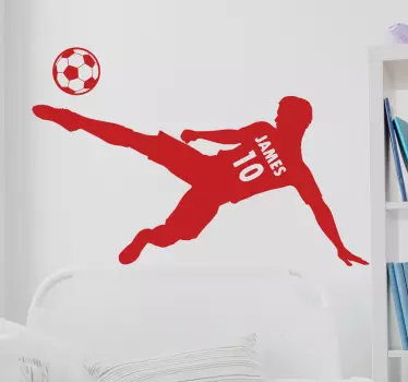 Naklejka piłkarz strzelający z imieniem  - TenStickers
