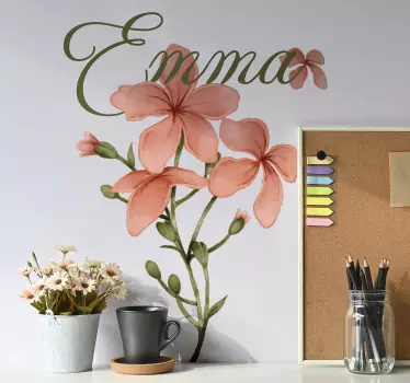 Naklejka na ścianę kwiat z imieniem - TenStickers