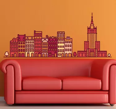 Naklejka różowa Warszawa - TenStickers