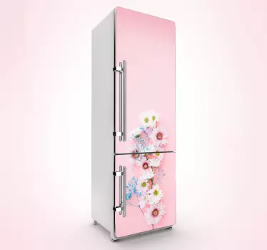Okleina na lodówkę różowe wiosenne kwiaty - TenStickers