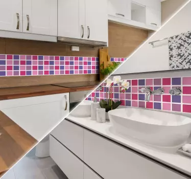Naklejka na ścianę różowo-fioletowy geometryczny wzór - TenStickers