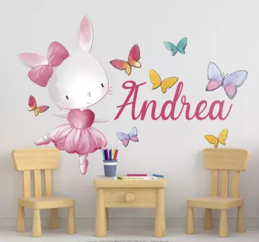 Naklejka roztańczona baletnica wśród motylków - TenStickers