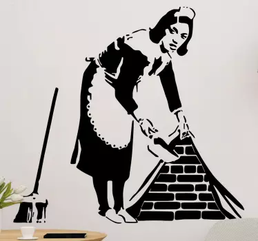 Naklejka ścienna artystyczna Kobieta sprzątająca banksy - TenStickers