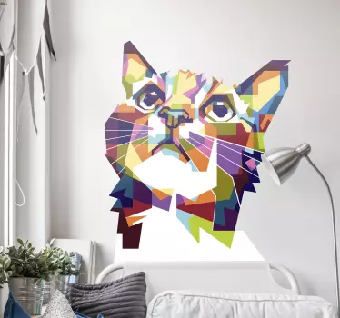 Naklejka ścienna artystyczna Kolor plusk kolorowy kot - TenStickers