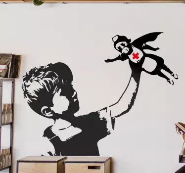 Naklejka ścienna Banksy superbohater pielęgniarka - TenStickers
