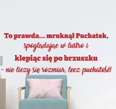 Naklejka ścienna cytat Nie gruby, ale puszysty - TenStickers