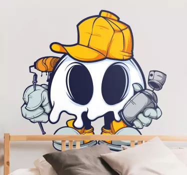 Naklejka ścienna Czaszka z kreskówki z graffiti - TenStickers