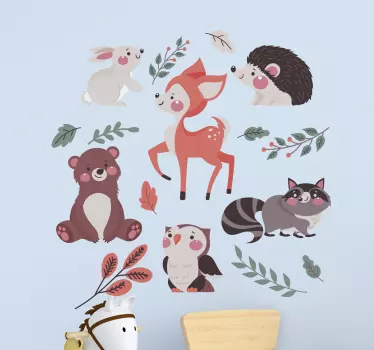 Naklejka ścienna dla dzieci Jesienne zwierzęta leśne - TenStickers