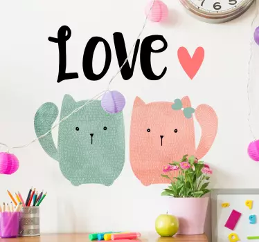 Naklejka ścienna dwa zakochane koty - TenStickers