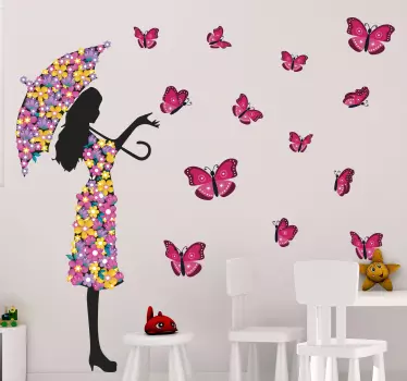 Naklejka ścienna Dziewczyna motyl - TenStickers