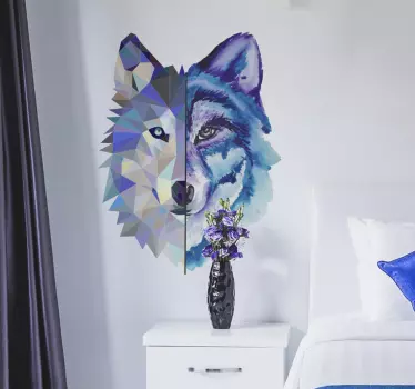 Naklejka ścienna dzikie zwierzęta Modna twarz dzikiego wilka - TenStickers