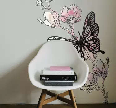 Naklejka ścienna Elegancki motyl na kwiatku - TenStickers