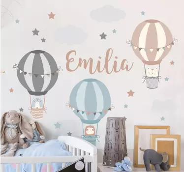 Naklejka na ścianę dla dzieci z balony i chmury pastelowe - TenStickers