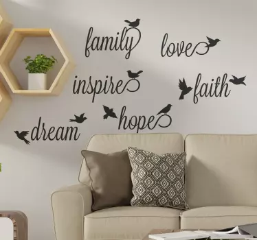 Naklejka inspirujące słowa z ptakami - TenStickers