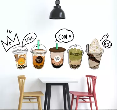 Naklejka na ścianę kolekcja bubble tea pearl milk coffee - TenStickers