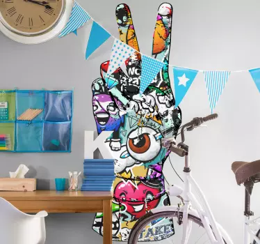 Naklejka ścienna Kolorowe graffiti w kształt dłoni - TenStickers