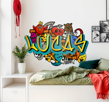 Naklejka ścienna Kolorowe graffiti ze spersonalizowaną nazwą - TenStickers