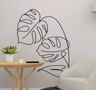 Naklejka ścienna rośliny Kontur liści Monstera - TenStickers