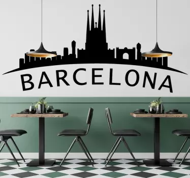 Naklejka ścienna krajobraz Monocolor panoramę barcelony - TenStickers