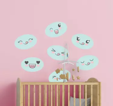 Naklejka ścienna kreskówki Słodkie twarze anime - TenStickers