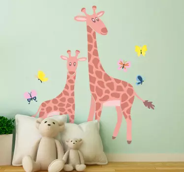Naklejka ścienna Mama żyrafa z dzieckiem - TenStickers