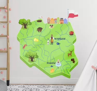 Naklejka ścienna mapa Polski - TenStickers