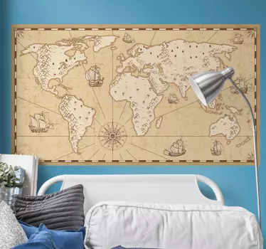 Naklejka ścienna Mapa świata XIX wieku - TenStickers