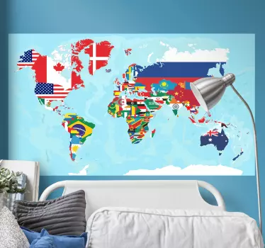 Naklejka ścienna mapa świata Flagi - TenStickers